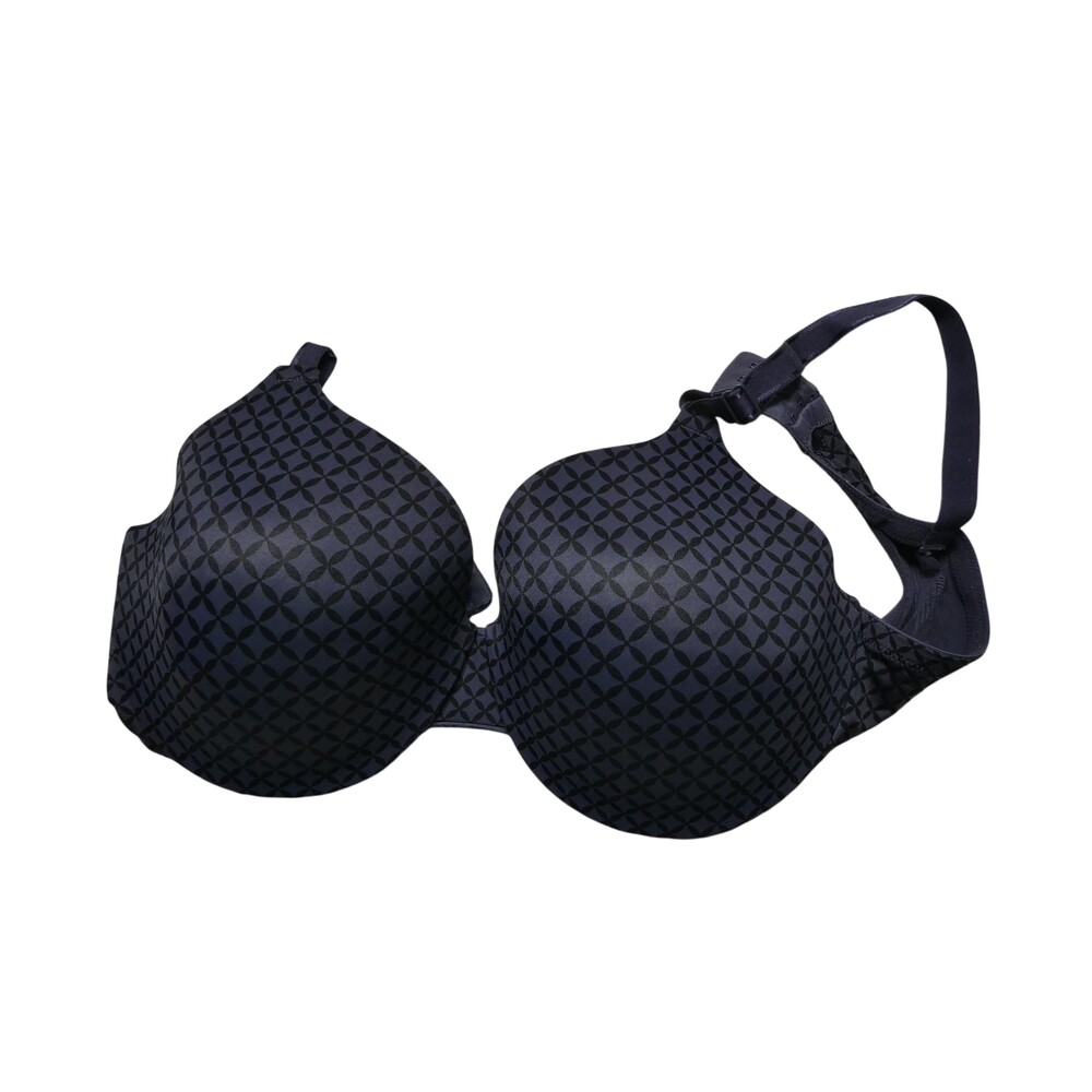 Warner's Bra Womens 40C Blue Geometric T-Shirt Underwire Padded Seamless Stretch